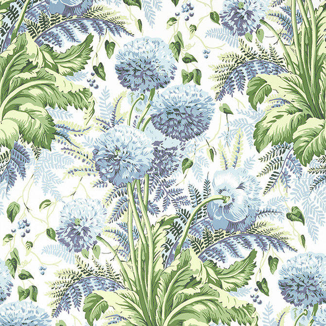 Anna French Wallpaper Dahlia Sky on White AT24535 Wallpaper Non Woven Wallpaper UNITED STATES - </p><p>Repeat: V: 36 27 - My Fabric Connection -