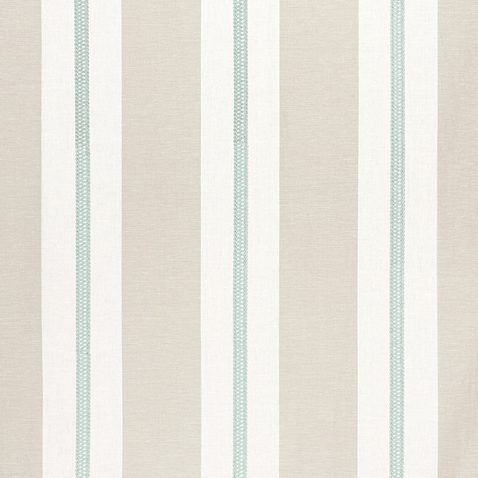 Anna French Fabric Alden Stripe Embroidery Robin's Egg AW24528 Fabric 50% Cotton, 40% Linen, 10% Viscose INDIA - </p><p>Repeat: V: 0 54 - My Fabric Connection -