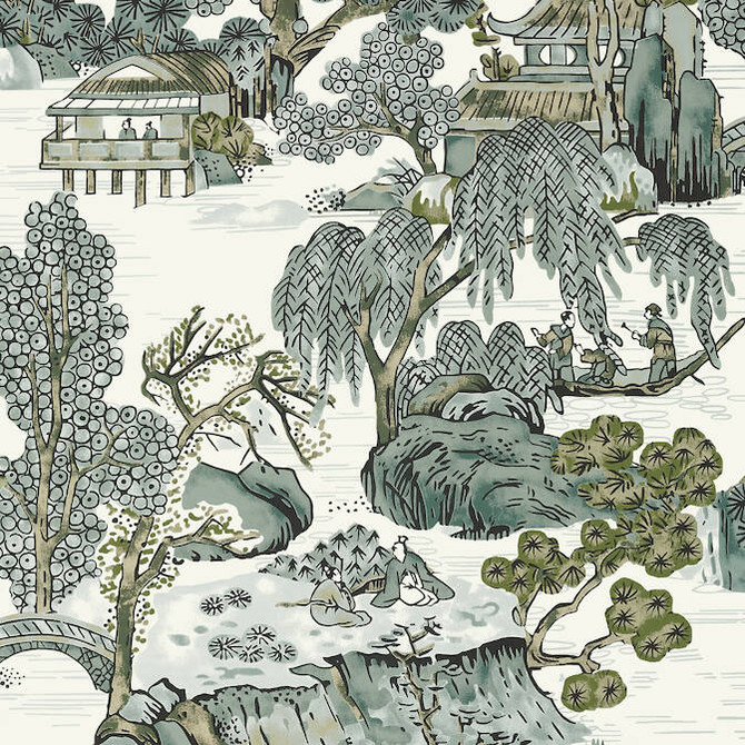 Thibaut Wallpaper Asian Scenic Grey T75463 Wallpaper Wallpaper U.S.A. - </p><p>Repeat: V: 36 27 - My Fabric Connection -