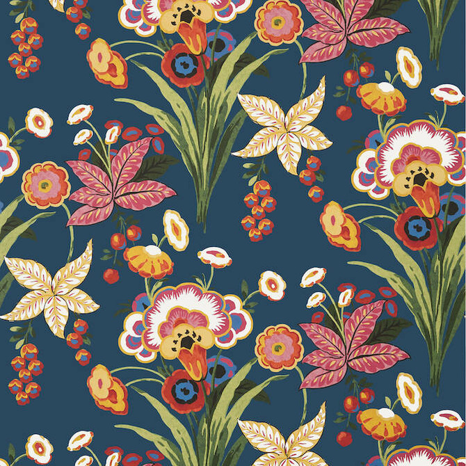 Thibaut Wallpaper Pasadena Navy T20854 Wallpaper Non Woven Wallpaper UNITED STATES - </p><p>Repeat: V: 25 36 - My Fabric Connection -