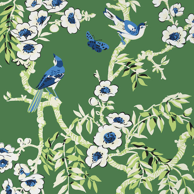 Thibaut Wallpaper Yukio Green T20841 Wallpaper Wallpaper UNITED STATES - </p><p>Repeat: V: 36 27 - My Fabric Connection -