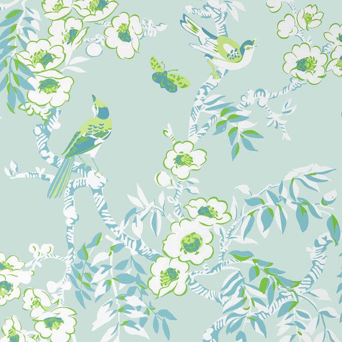 Thibaut Wallpaper Yukio Spa Blue T20843 Wallpaper Wallpaper UNITED STATES - </p><p>Repeat: V: 36 27 - My Fabric Connection -