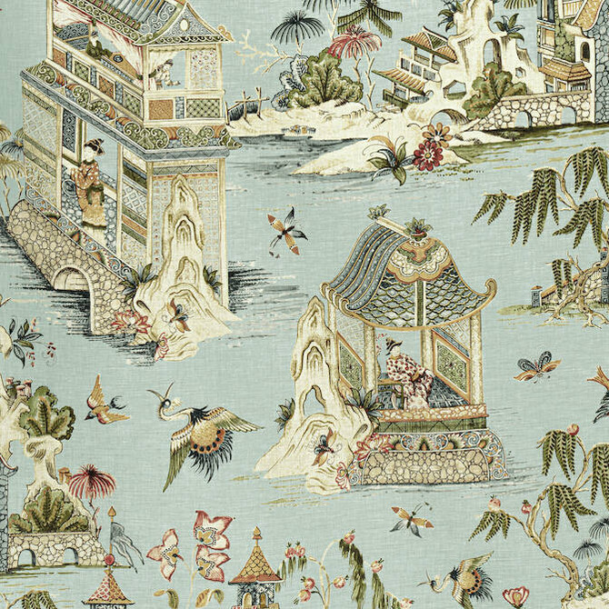 Thibaut Fabric Grand Palace Mist F913617 Fabric 100% Linen SCOTLAND 15000 </p><p>Repeat: V: 35.5 54 - My Fabric Connection -