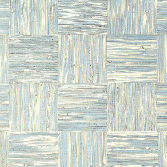 Thibaut Wallpaper Mosaic Weave Aqua T24080 Wallpaper Grasscloth Printed CHINA - </p><p>Repeat: V: 12 36 - My Fabric Connection -