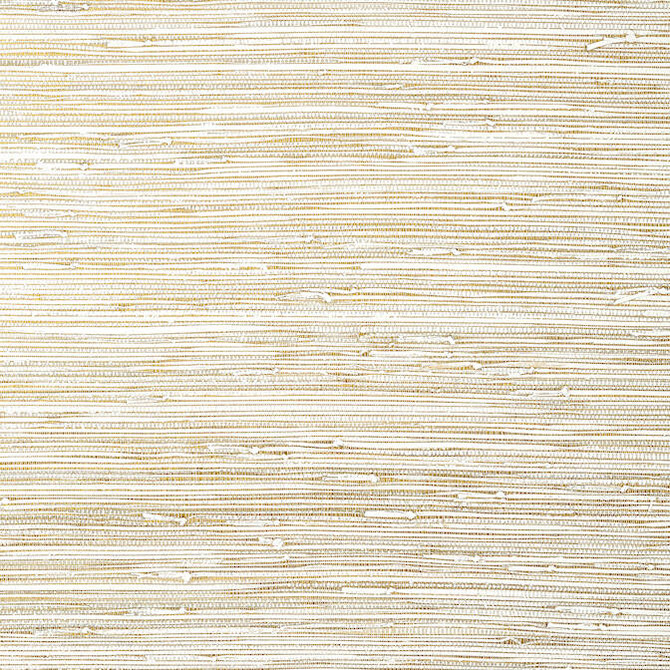 Thibaut Wallpaper Sutton Metallic Gold and White T24059 Wallpaper Grasscloth Printed KOREA - </p><p>Repeat: V: - 36 - My Fabric Connection -