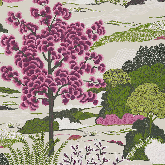 Thibaut Wallpaper Daintree Fuchsia T85042 Wallpaper Wallpaper U.S.A. - </p><p>Repeat: V: 36 27 - My Fabric Connection -