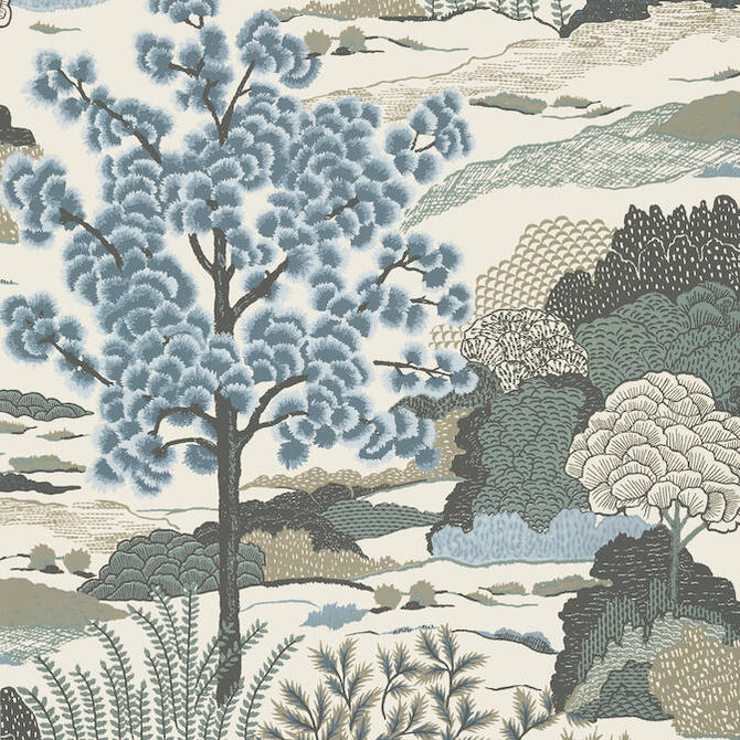 Thibaut Wallpaper Daintree Aqua T85043 Wallpaper Wallpaper U.S.A. - </p><p>Repeat: V: 36 27 - My Fabric Connection -