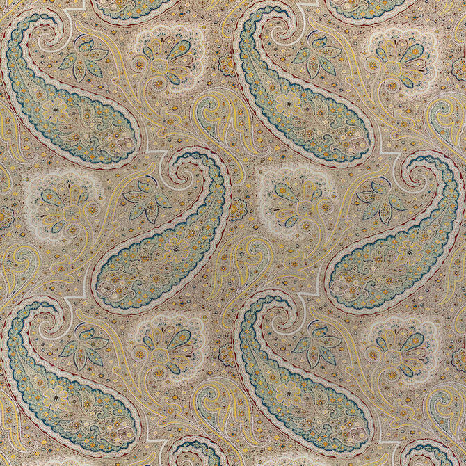 Thibaut Fabric Sherrill Paisley Teal and Beige F985076 Fabric 65% Linen, 26% Cotton, 9% Nylo UNITED KINGDOM 20000 </p><p>Repeat: V: 34 54 - My Fabric Connection -