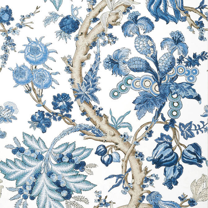 Thibaut Wallpaper Chatelain Blue and White T10846 Wallpaper Wallpaper UNITED STATES - </p><p>Repeat: V: 27 27 - My Fabric Connection -