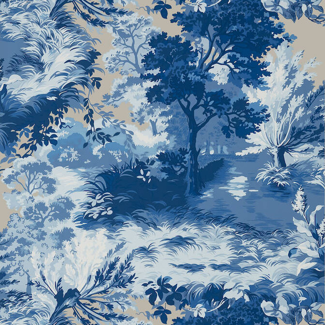 Thibaut Wallpaper Lincoln Toile Blue and Flax T10864 Wallpaper Wallpaper UNITED STATES - </p><p>Repeat: V: 25.25 27 - My Fabric Connection -