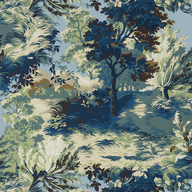 Thibaut Wallpaper Lincoln Toile Navy and Teal T10867 Wallpaper Wallpaper UNITED STATES - </p><p>Repeat: V: 25.25 27 - My Fabric Connection -