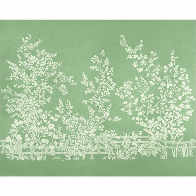 Thibaut Wallpaper Villa Garden Mural - Set Green TM10855 4 Panel Set Wallpaper Linen Mesh Grasscloth KOREA - </p><p>Repeat: V: - 144 - My Fabric Connection -