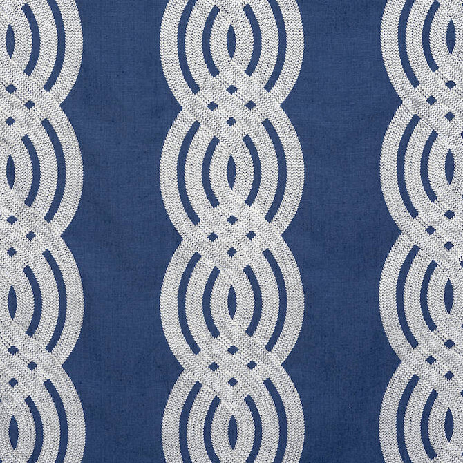 Thibaut Fabric Braid Embroidery Navy W710802 Fabric 60% Linen, 35% Viscose, 5% Poly INDIA - </p><p>Repeat: V: 7.5 54 - My Fabric Connection -