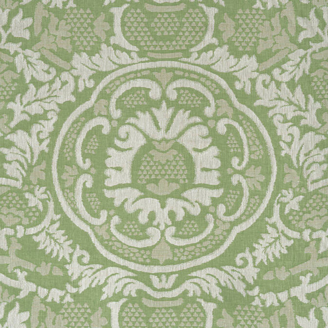 Thibaut Fabric Earl Damask Green W710838 Fabric 100% Linen INDIA 4000 </p><p>Repeat: V: 24.5 54 - My Fabric Connection -