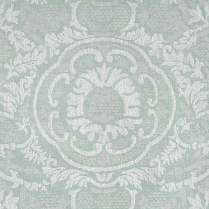 Thibaut Fabric Earl Damask Robin's Egg W710839 Fabric 100% Linen INDIA 4000 </p><p>Repeat: V: 24.5 54 - My Fabric Connection -