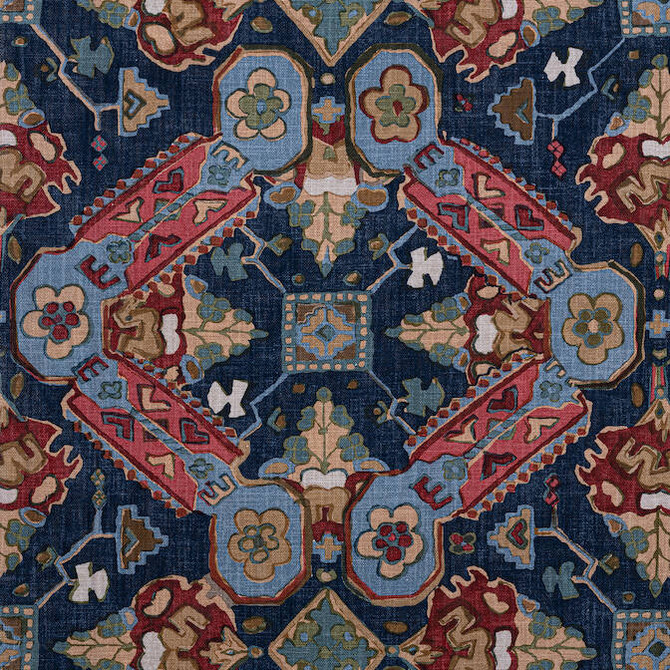 Thibaut Fabric Persian Carpet Navy F910829 Fabric 100% Cotton THAILAND 20000 </p><p>Repeat: V: 26 54 - My Fabric Connection -