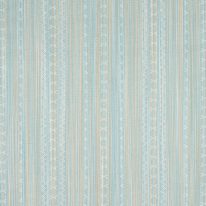 Thibaut Fabric Charter Stripe Embroidery Seaglass W736455 Fabric 100% Cotton INDIA - </p><p>Repeat: V: 1.5 53 - My Fabric Connection -