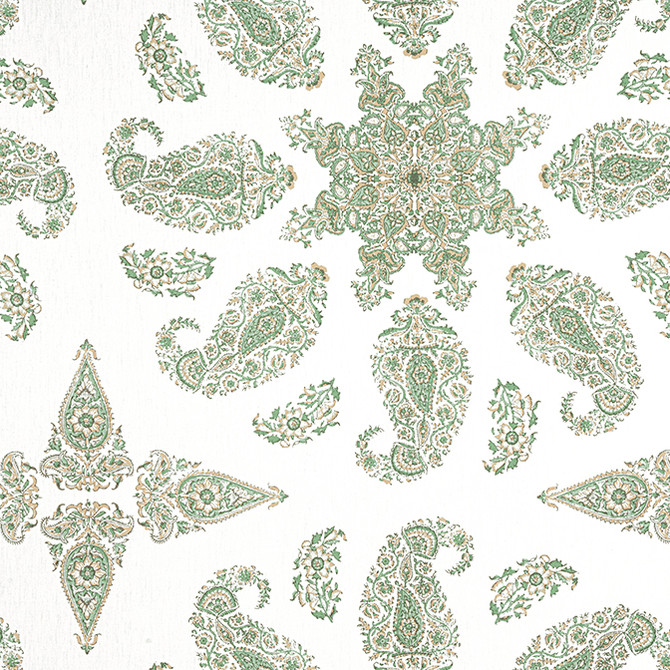 Thibaut Fabric East India Green and White F936442 Fabric 59% Cotton, 41% Linen INDIA 13000 </p><p>Repeat: V: 26.25 54 - My Fabric Connection -
