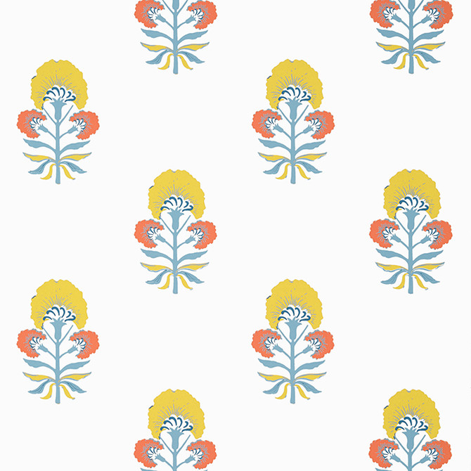 Thibaut Wallpaper Tybee Bud Coral and Yellow T16212 Wallpaper Wallpaper U.S.A. - </p><p>Repeat: V: 12.75 27 - My Fabric Connection -