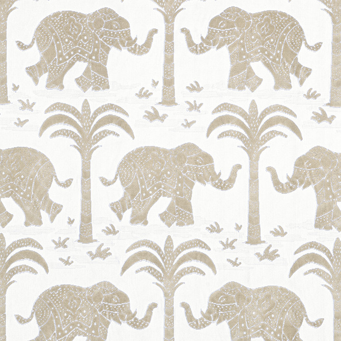 Thibaut Fabric Elephant Velvet Beige W716205 Fabric 100% Cotton INDIA 30000 </p><p>Repeat: V: 21.5 53 - My Fabric Connection -