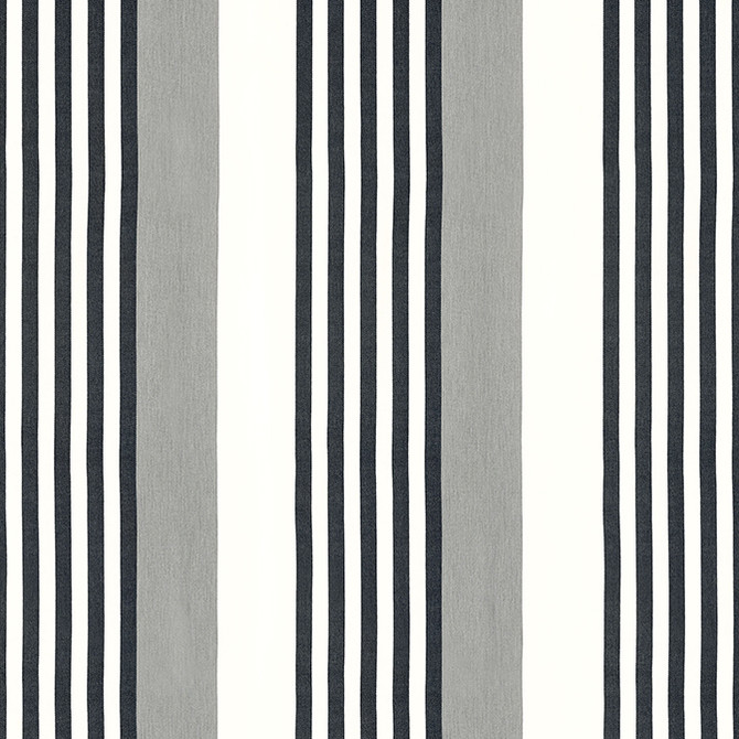 Thibaut Fabric Riviera Stripe Sterling and Charcoal FWW81769 Fabric 100% Solution Dyed Acrylic TURKEY - </p><p>Repeat: V: - 117 - My Fabric Connection -