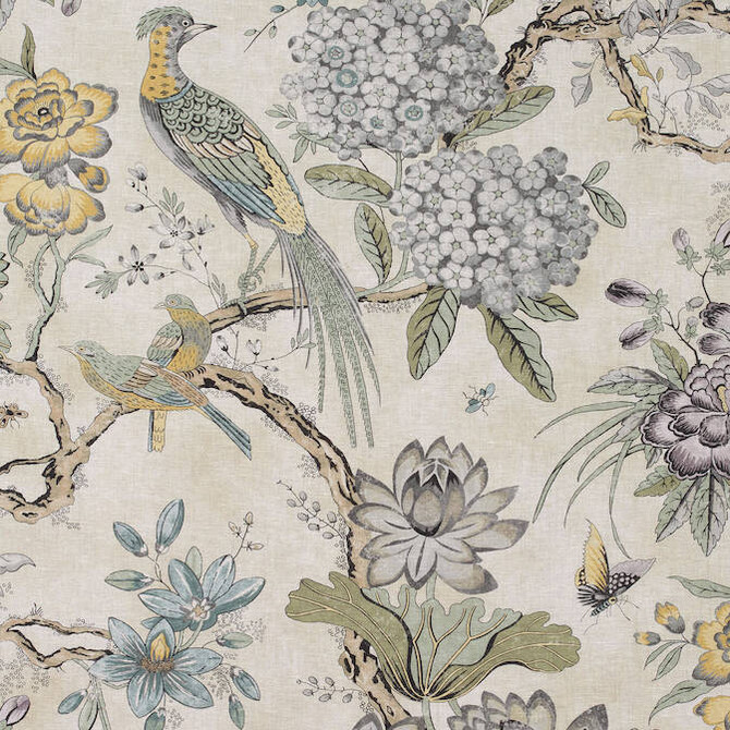 Anna French Fabric Villeneuve Yellow and Grey AF72991 Fabric 100% Linen UNITED KINGDOM 12000 </p><p>Repeat: V: 38 54 - My Fabric Connection -