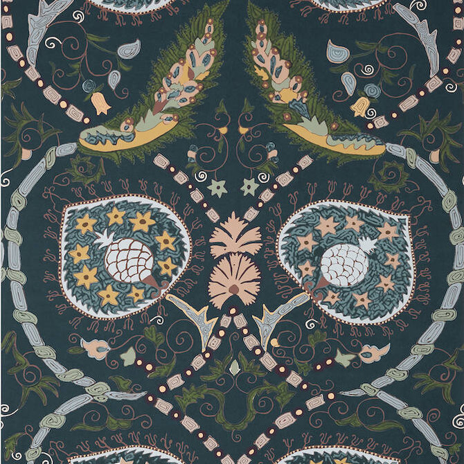 Thibaut Wallpaper Lewis Charcoal and Bluestone T13216 Wallpaper Non Woven Wallpaper UNITED STATES - </p><p>Repeat: V: 48.5 27 - My Fabric Connection -