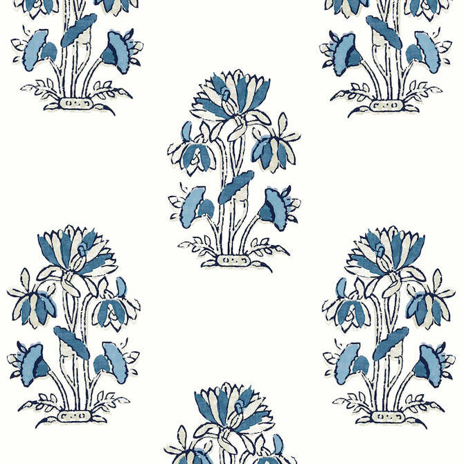 Thibaut Wallpaper Lily Flower Blue and White T13204 Wallpaper Wallpaper UNITED STATES - </p><p>Repeat: V: 36 27 - My Fabric Connection -