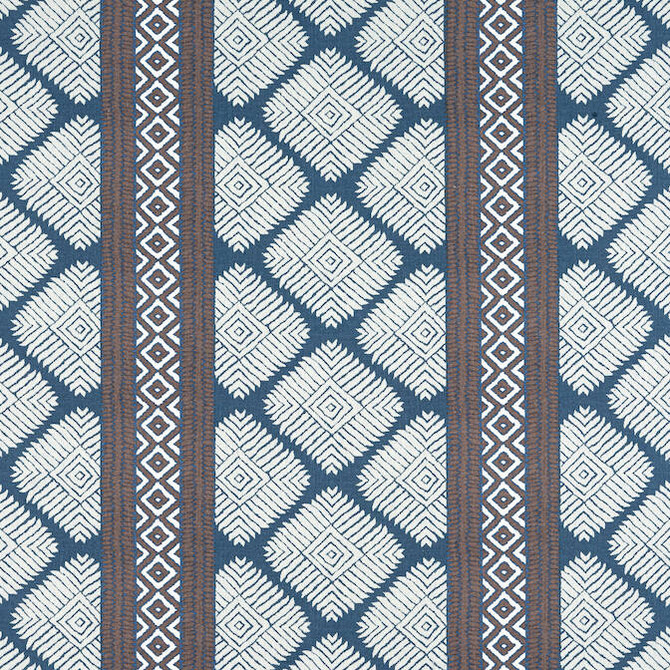 Thibaut Fabric Austin Brown and Navy F913252 Fabric 100% Linen ITALY 10000 </p><p>Repeat: V: - 54 - My Fabric Connection -