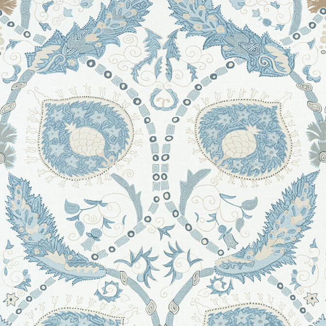 Thibaut Fabric Lewis Spa Blue F913215 Fabric 60% Linen, 30% Cot, 10% Nylon THAILAND 20000 </p><p>Repeat: V: - 54 - My Fabric Connection -