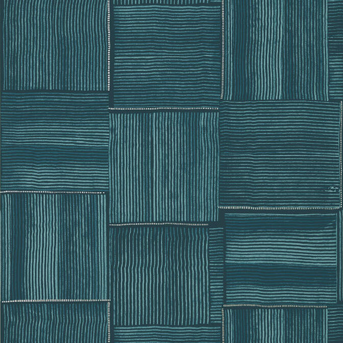 Thibaut Wallpaper Hayworth Turquoise and Blue T422 Wallpaper Non Woven Wallpaper U.S.A. - </p><p>Repeat: V: 25.25 27 - My Fabric Connection -