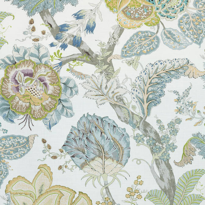 Anna French Fabric Kalamkari Yellow and Aqua AF78740 Fabric 60% Linen, 30% Cot, 10% Nylon THAILAND 20000 </p><p>Repeat: V: 41 54 - My Fabric Connection -