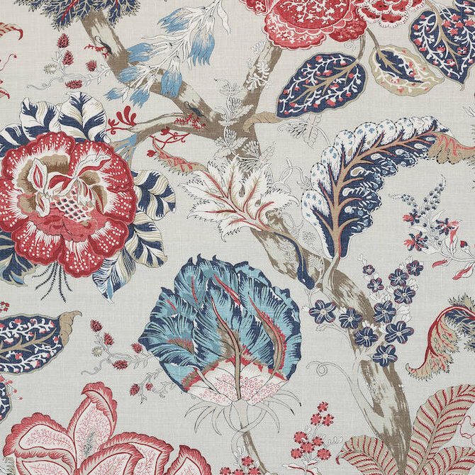 Anna French Fabric Kalamkari Blue and Red AF78742 Fabric 60% Linen, 30% Cot, 10% Nylon THAILAND 20000 </p><p>Repeat: V: 41 54 - My Fabric Connection -