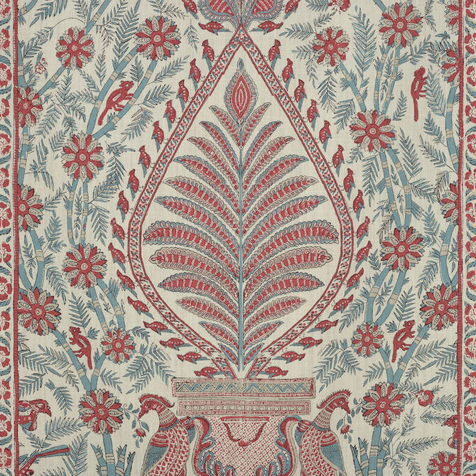 Anna French Fabric Palampore Red and Blue AF78726 Fabric 90% Cotton, 10% Linen U.S.A. - </p><p>Repeat: V: 36 54 - My Fabric Connection -