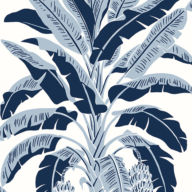Thibaut Wallpaper Banana Tree Navy T13915 Wallpaper Wallpaper U.S.A. - </p><p>Repeat: V: 36 27 - My Fabric Connection -