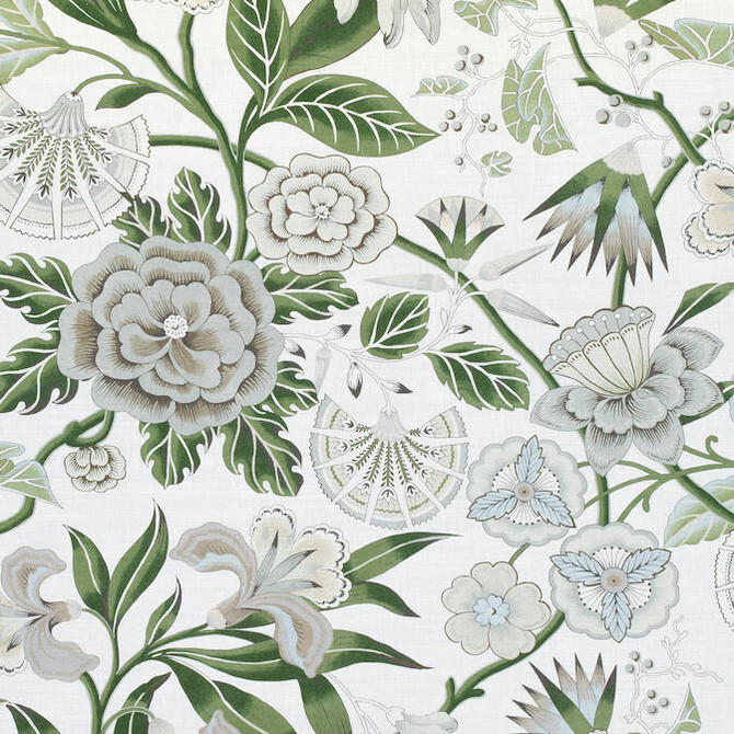 Anna French Fabric Cleo Green and White AF9622 Fabric 60% Linen, 30% Cot, 10% Nylon UNITED KINGDOM 20000 </p><p>Repeat: V: 32 54 - My Fabric Connection -