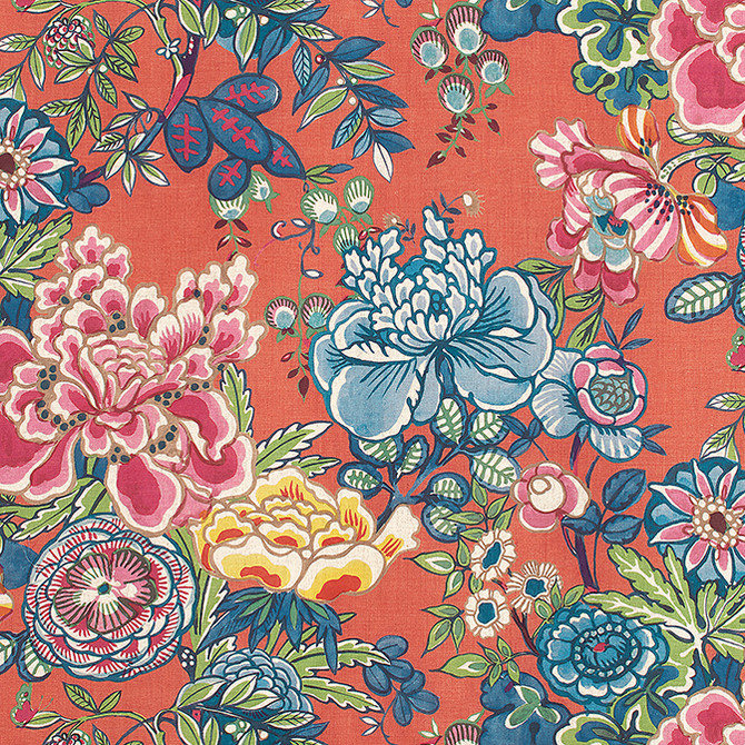 Thibaut Fabric Peony Garden Coral F942018 Fabric 100% Linen UNITED STATES 16000 </p><p>Repeat: V: 27 54 - My Fabric Connection -