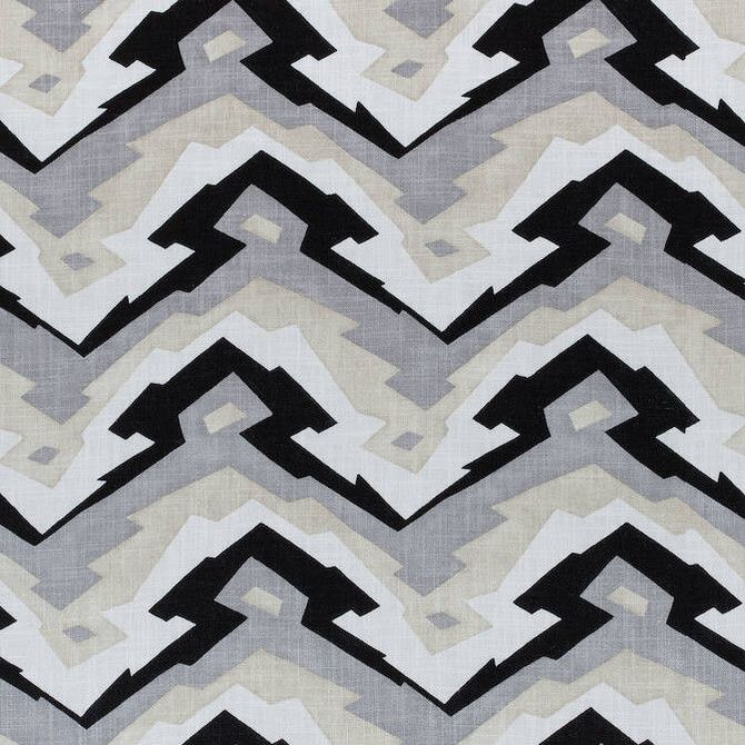 Thibaut Fabric Deco Mountain Black and Grey F913078 Fabric 51% Linen, 49% Viscose THAILAND 20000 </p><p>Repeat: V: 13.5 54 - My Fabric Connection -