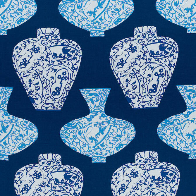 Thibaut Fabric Imari Vase Navy F913124 Fabric 93% Cotton, 7% Linen UNITED KINGDOM 20000 </p><p>Repeat: V: 17.25 54 - My Fabric Connection -