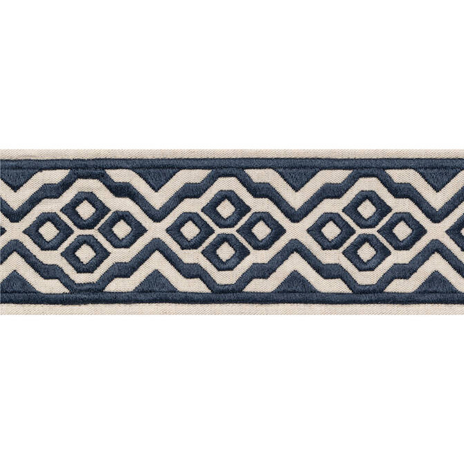 Thibaut Fabric Belinda Tape Navy E12194 Fabric 54% Cotton, 36% Linen, 10% Spun Poly INDIA - </p><p>Repeat: V: 2.5 2.875 - My Fabric Connection -