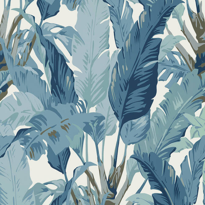 Thibaut Wallpaper Travelers Palm Spa Blue T10128 Wallpaper Non Woven Wallpaper UNITED KINGDOM - </p><p>Repeat: V: 40 27 - My Fabric Connection -