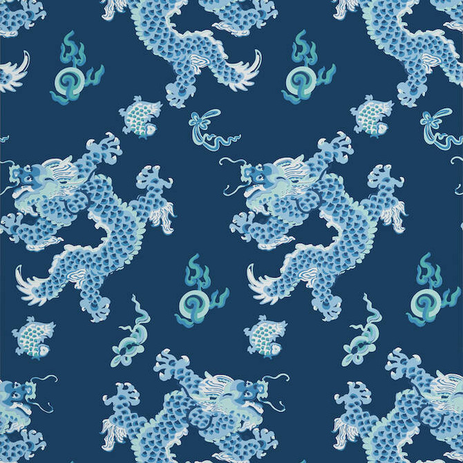 Anna French Wallpaper Dragon Dance Navy AT23181 Wallpaper Wallpaper UNITED STATES - </p><p>Repeat: V: - 27 - My Fabric Connection -