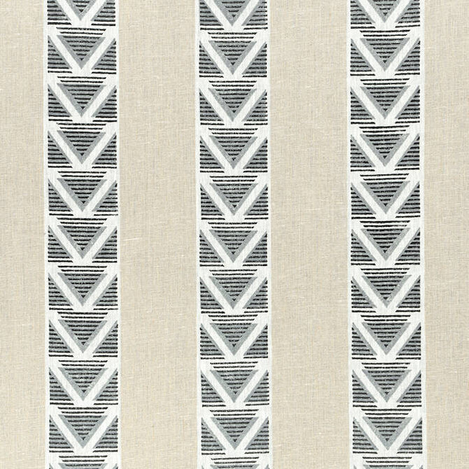 Anna French Fabric Burton Stripe Linen and Black AF23125 Fabric 100% Linen INDIA - </p><p>Repeat: V: 3 54 - My Fabric Connection -