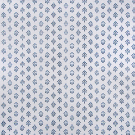 Carole Fabric Small Garden Porcelain Blue Crush Base: 50% Polyester, 50% Cotton Embr: 100% Polyester India 3 1/8" V, 2 1/8" H HD 52"" - My Fabric Connection -