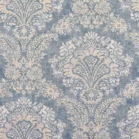 Carole Fabric Maryland Avenue Denim Bluebell 100% Cotton-Soil Repellent Usa 26 3/4" V, 27 3/4" H HD 56.5" - My Fabric Connection -