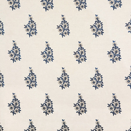 Carole Fabric Beauty And Charm Navy First Impressions 60% Cotton, 40% Linen India 15 1/4" V, 5" H HD 50" - My Fabric Connection -