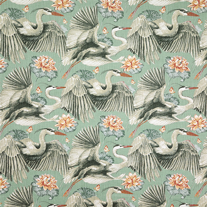 Carole Fabric Bird Song Mineral First Impressions 54% Cotton, 46% Polyester China 25" V, 14" H HD 56" - My Fabric Connection -