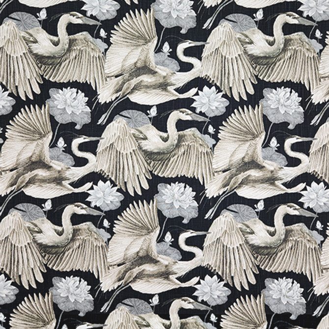Carole Fabric Bird Song Onyx First Impressions 54% Cotton, 46% Polyester China 25" V, 14" H HD 56" - My Fabric Connection -