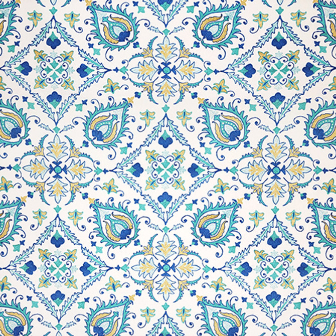 Carole Fabric Faux Show Seaglass First Impressions 100% Cotton India 25 1/4" V, 13 1/2" H HD 54" - My Fabric Connection -