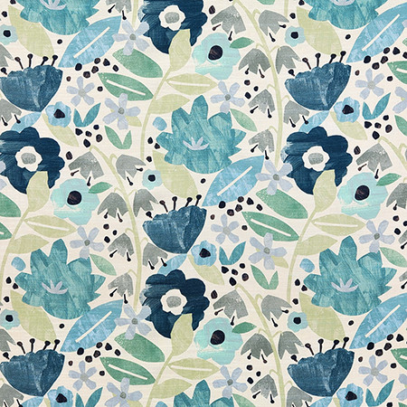 Carole Fabric First Friend Dream Blue First Impressions 75% Cotton, 25% Linen-Stain Repellent Pakistan 26 1/2" V, 13 1/2" H HD 54.5" - My Fabric Connection -